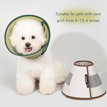 Breathable Soft Dog Recovery Cone Collar After Surgery, Adjustable Lightweight Elizabethan Collar with Air Mesh for Cats, Protective Collar to Stop Licking for Puppy, Green, S