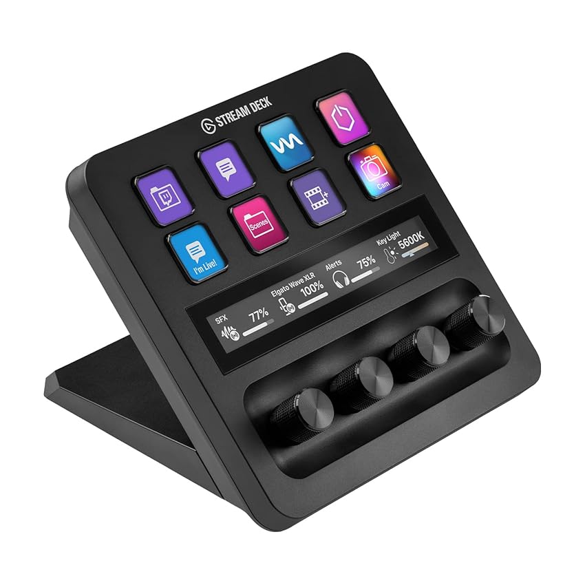 Immagine del prodotto Elgato Stream Deck +, mixer audio, produzione live e controller da studio, per content creator, streaming, gaming, con striscia tattile personalizzabile, manopole e tasti LCD, compatibile con Mac e PC