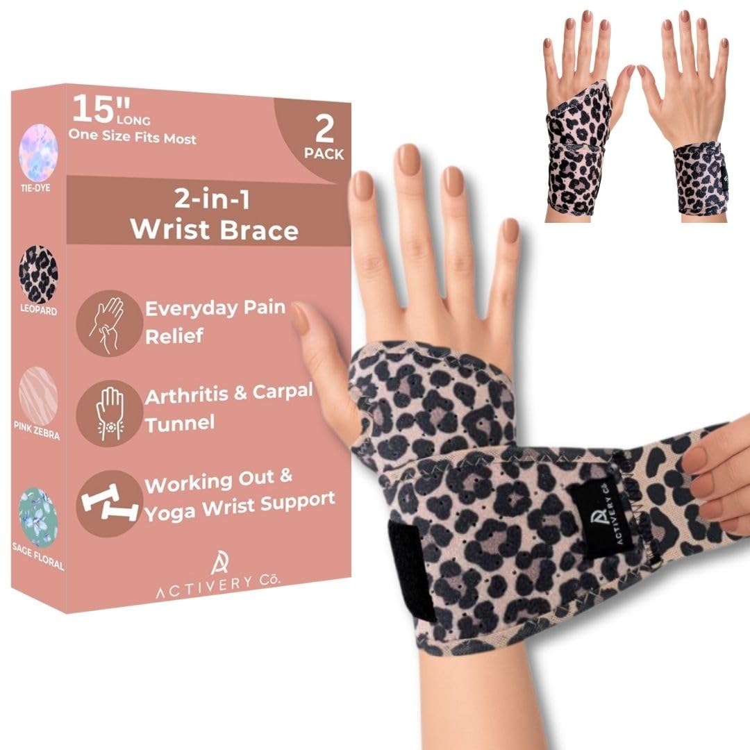 Activery Co. Carpal Tunnel Wrist Brace Left Hand, Right Hand for Women, Day or Night Compression Wrist Support Brace for Fitness, Keyboard Use, or