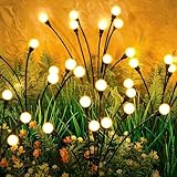 DAHAN 2 Pack Luces Solares para Exterior Jardin, 16 LED Luces de Luciérnaga, Luces Exterior Impermeable Oscilante de...