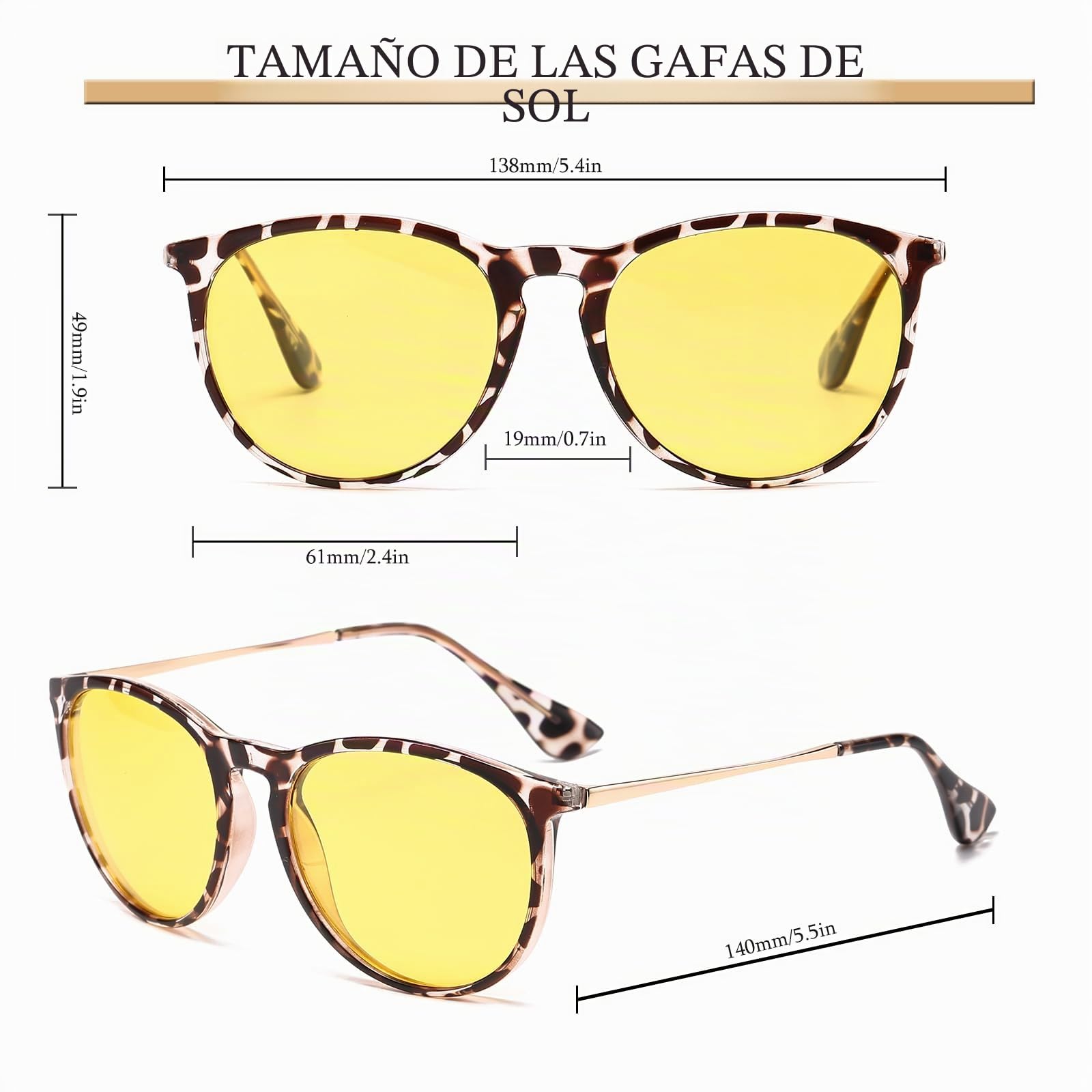 Gafas de visión nocturna para conducir, lentes polarizadas de visión nocturna para mujeres y hombres, lentes amarillas antirreflejos, lentes nocturnas