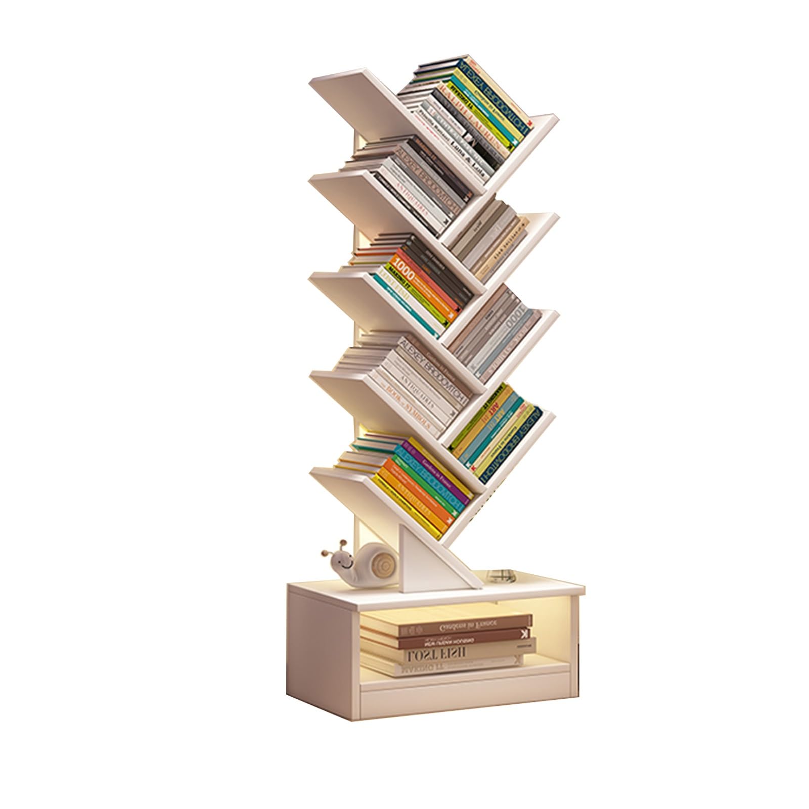 Libreria Ad Albero IBUYKE 9 Ripiani | In Legno Per Angoli | Organizer Per Libri, CD E Oggetti