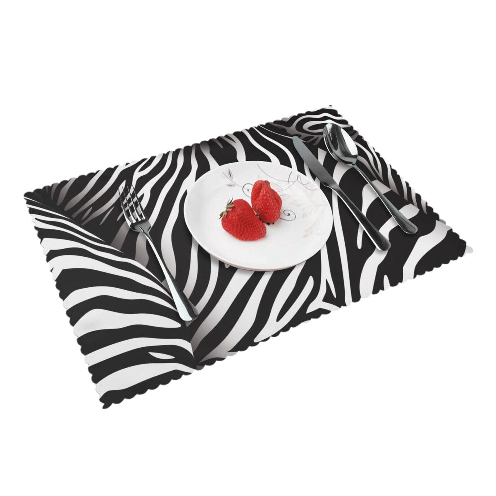 Zebra Print Printed Placemat Heat Resistant Place Mats Set of 4 PCS Washable Kitchen Table Mats, 12x18 Inch