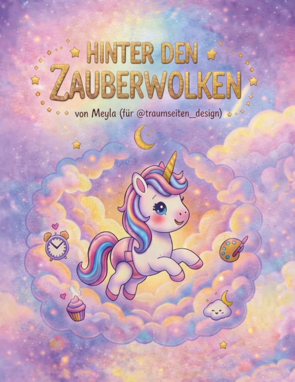 Hinter den Zauberwolken: Das kleine Einhorn Sternschnuppe: Ausmal-, Mitmach-, und Lesebuch