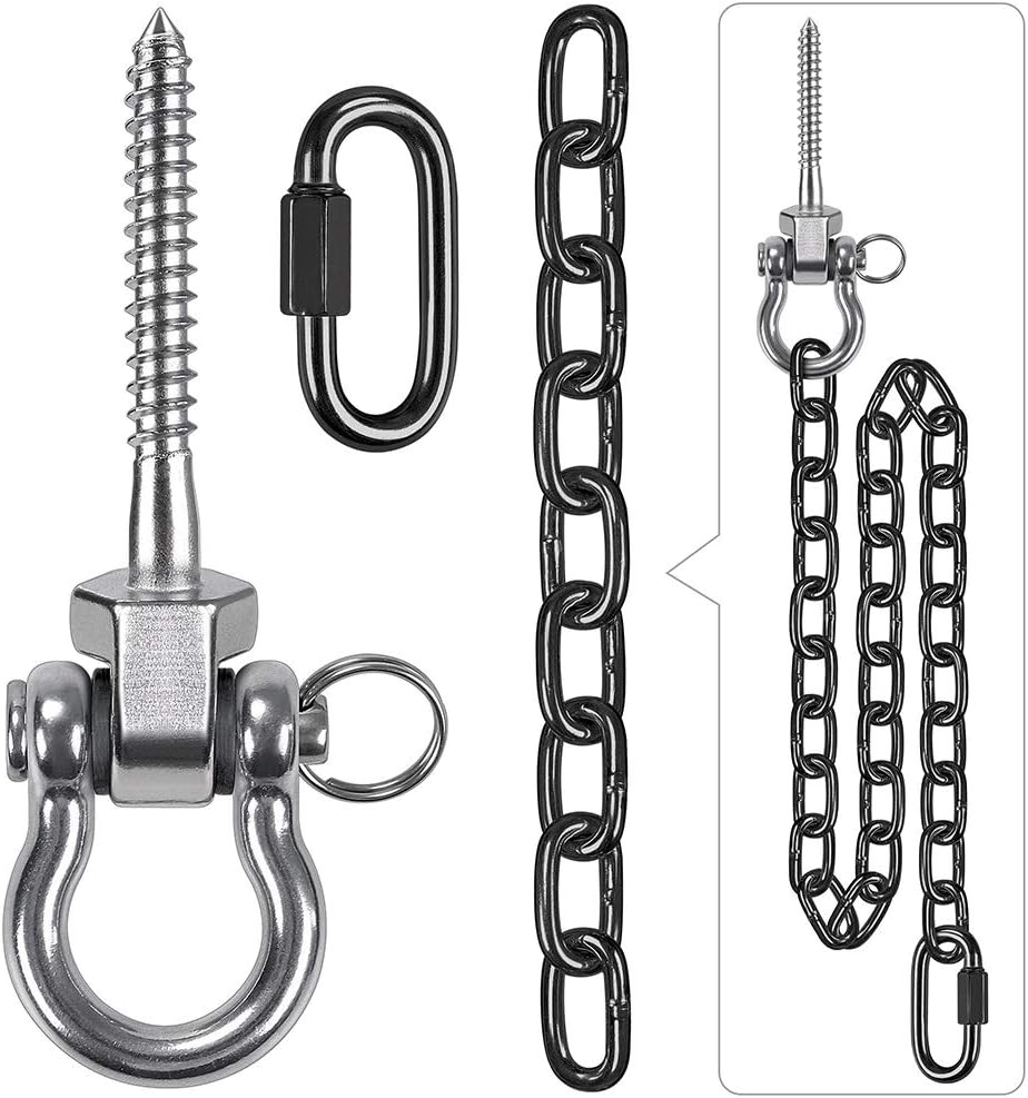BeneLabel Swing Hooks with 39" Black Chain, Hanging Kits Hammock Chair Hardware