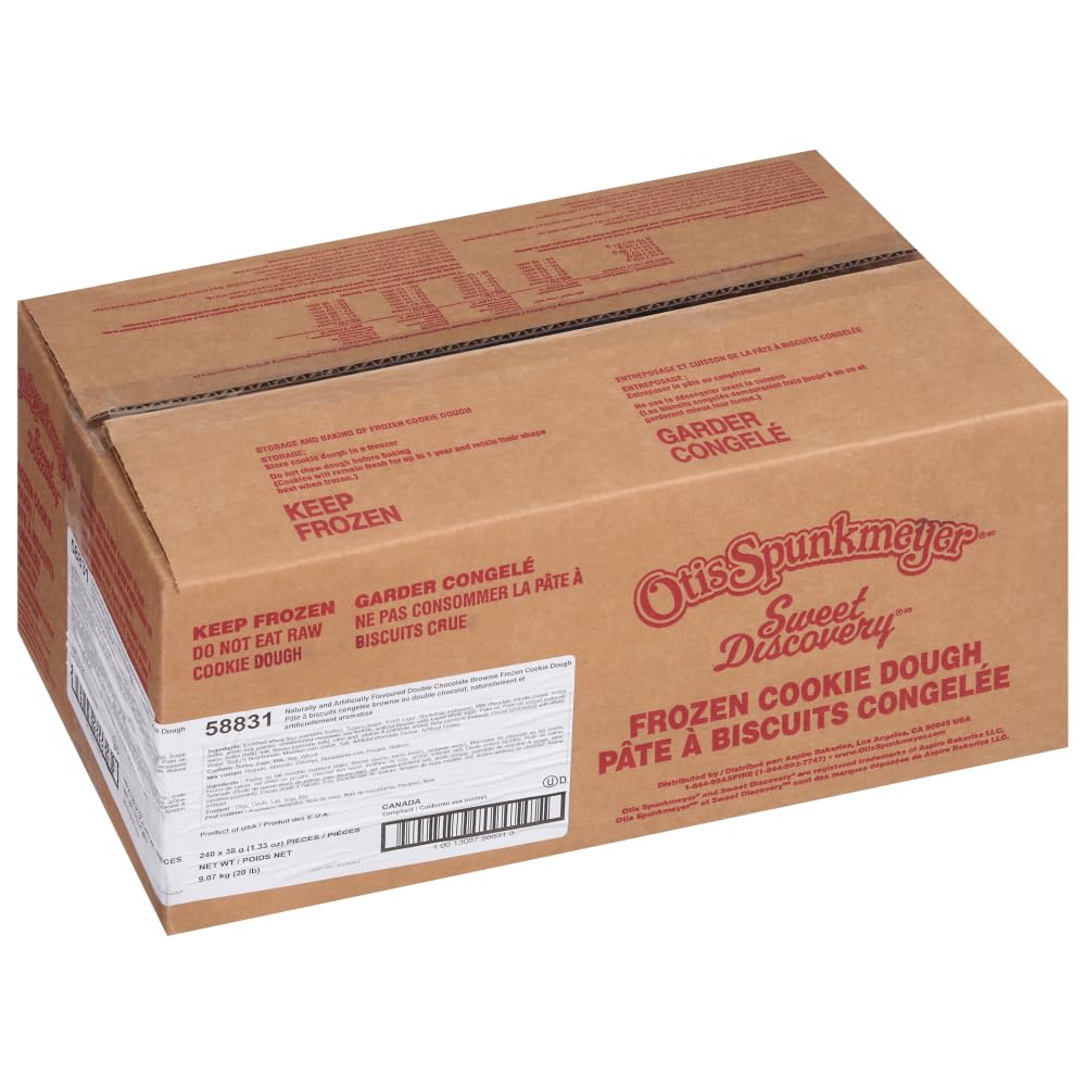 Otis Spunkmeyer Sweet Discovery Double Chocolate Brownie Cookie Dough, Frozen, Ready to Bake, Bulk Food Service, 240 Pre-Portioned Pieces, 1.33 oz Each Case