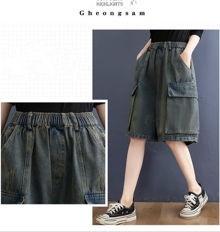 Short Femmes Rétro Et Vieux Shorts en Denim Model en Liberté De Grande Taille
