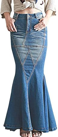 Gonne da Donna Gonne di Jeans Donna Gonne A Coda di Pesce in Vita  Elasticizzata Casual Gonna Lunga Vintage in Jeans Gonna Femminile Sexy al  Pavimento : Amazon.it
