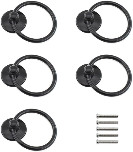 Miniatura 7 de Manijas de gabinete de cocina, tiradores de anillos de cajón de metal, manijas y pomos de gabinete de un solo agujero, accesorios para gabinete de