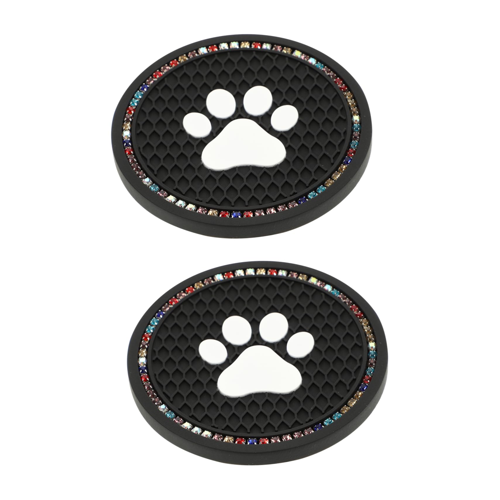 Cabilock 2Pcs Cat Paw Car Coasters Diamond Cup Mats for Auto Elegant Design Car Cup Pads Against Spills Fits Standard Cup Holders with Rhinestones