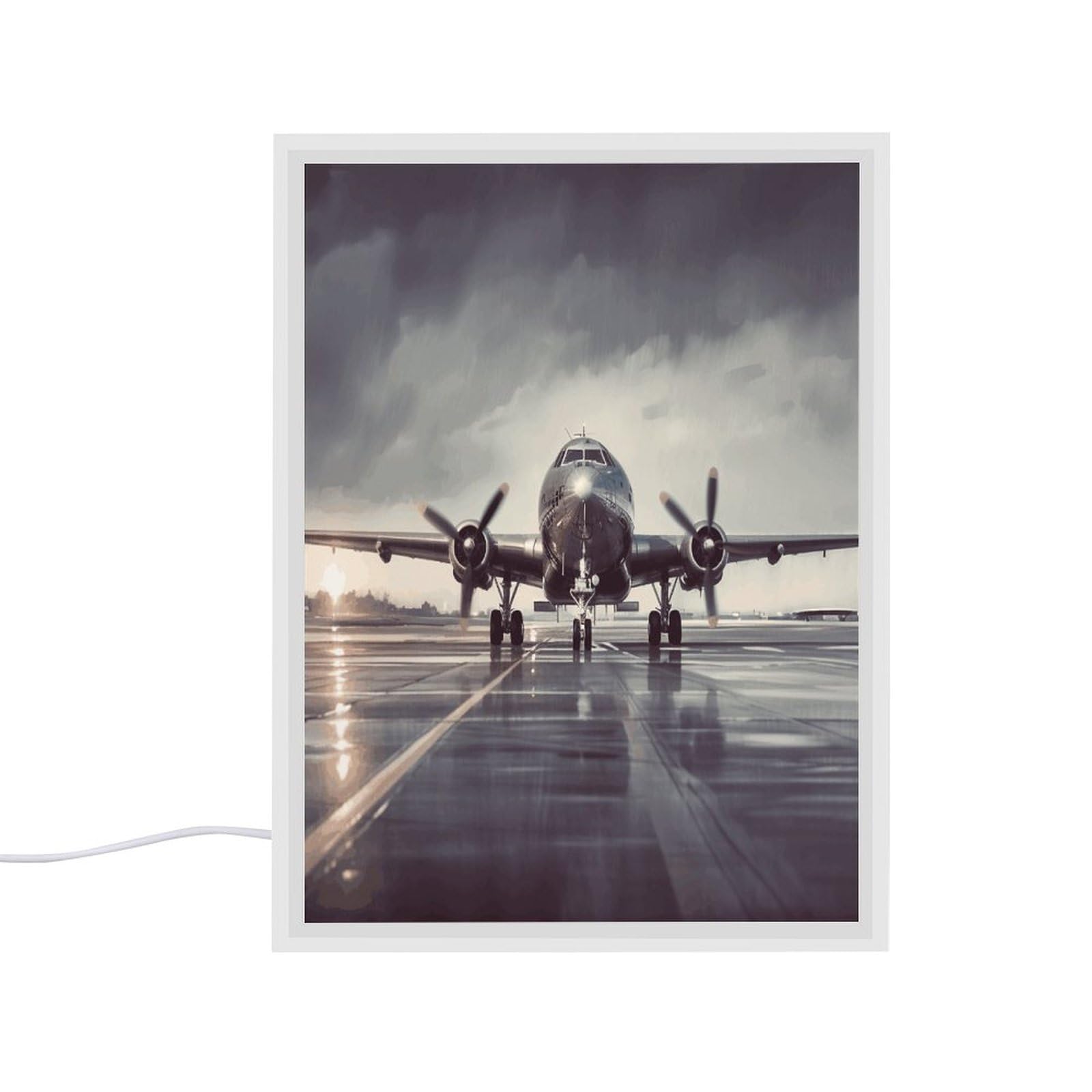 Espejo de tocador de arte de avión FekiLoot con tres modos de luz LED moderna