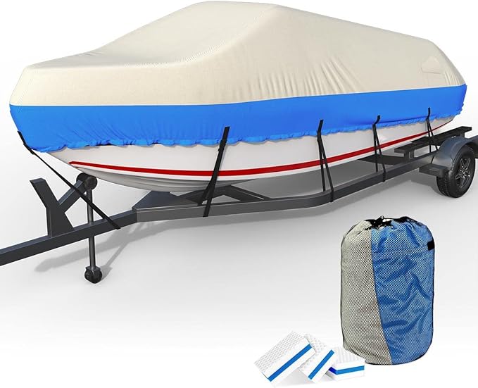 DRYFEEDO Heavy Duty Boat Cover Trailerable, 800D Marine