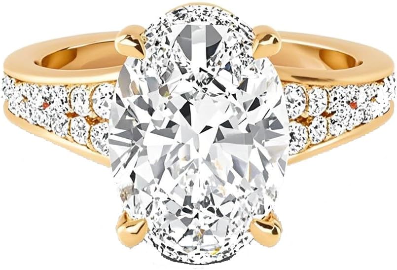 Personalized 925 Sterling Silver Oval Round Cut Moissanite Engagement Ring Wedding Ring D Color for Women Size 3 to 15