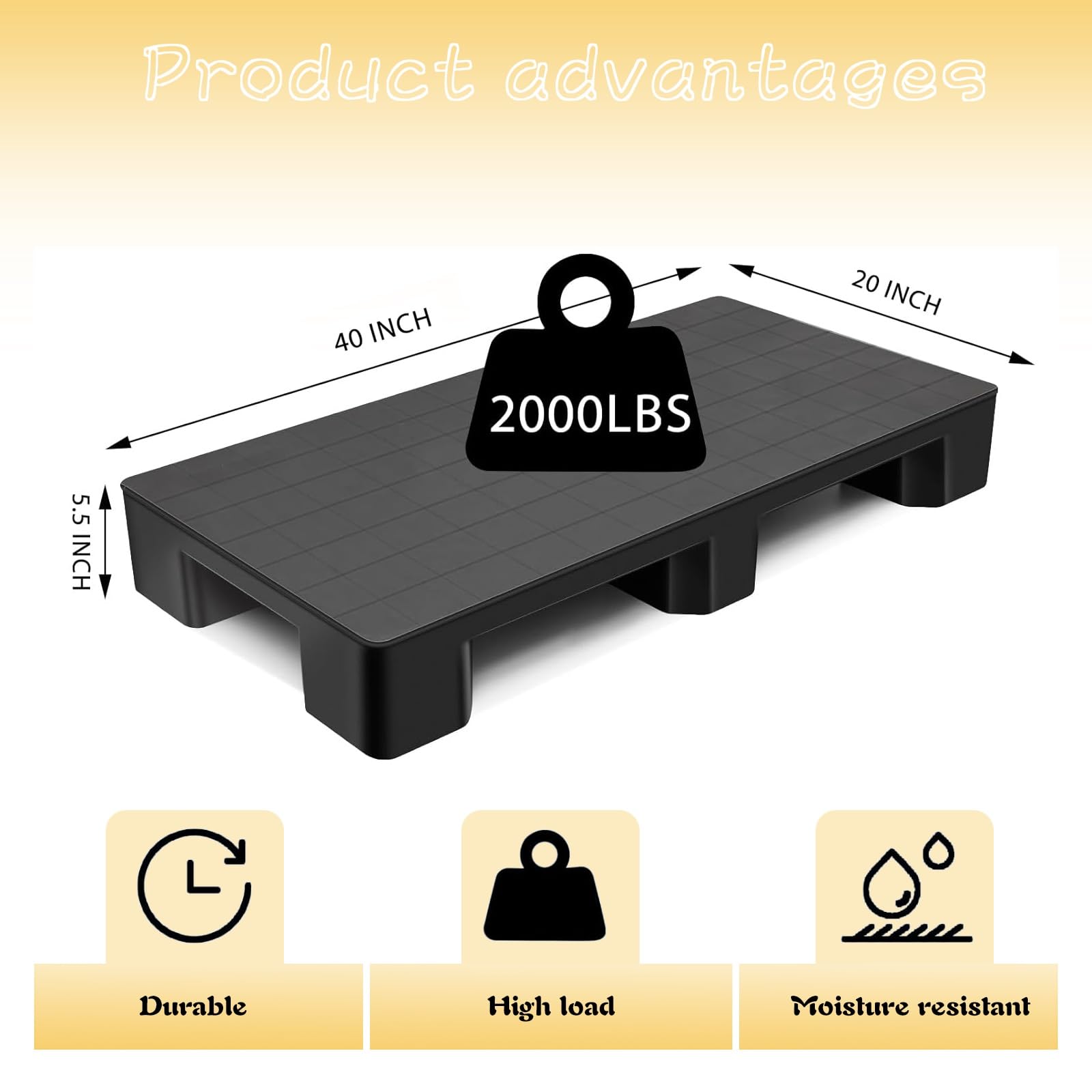 Plate-forme de stockage modulaire de palettes en plastique réutilisables robustes for sous-sol, hangar et utilisation intérieure(Gray,39.4x31.5x5.5in-5 Set)