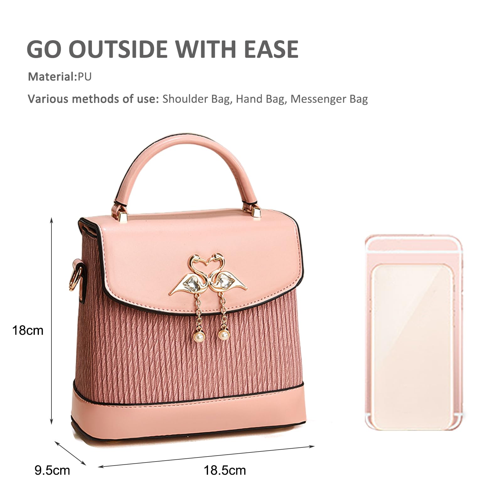 NICOLE & DORIS Bolso de Mano para Mujer Bolsa de asa Superior Clásico Bolso Bandolera Pequeño Cuero PU para Citas,Paseos y Fiesta