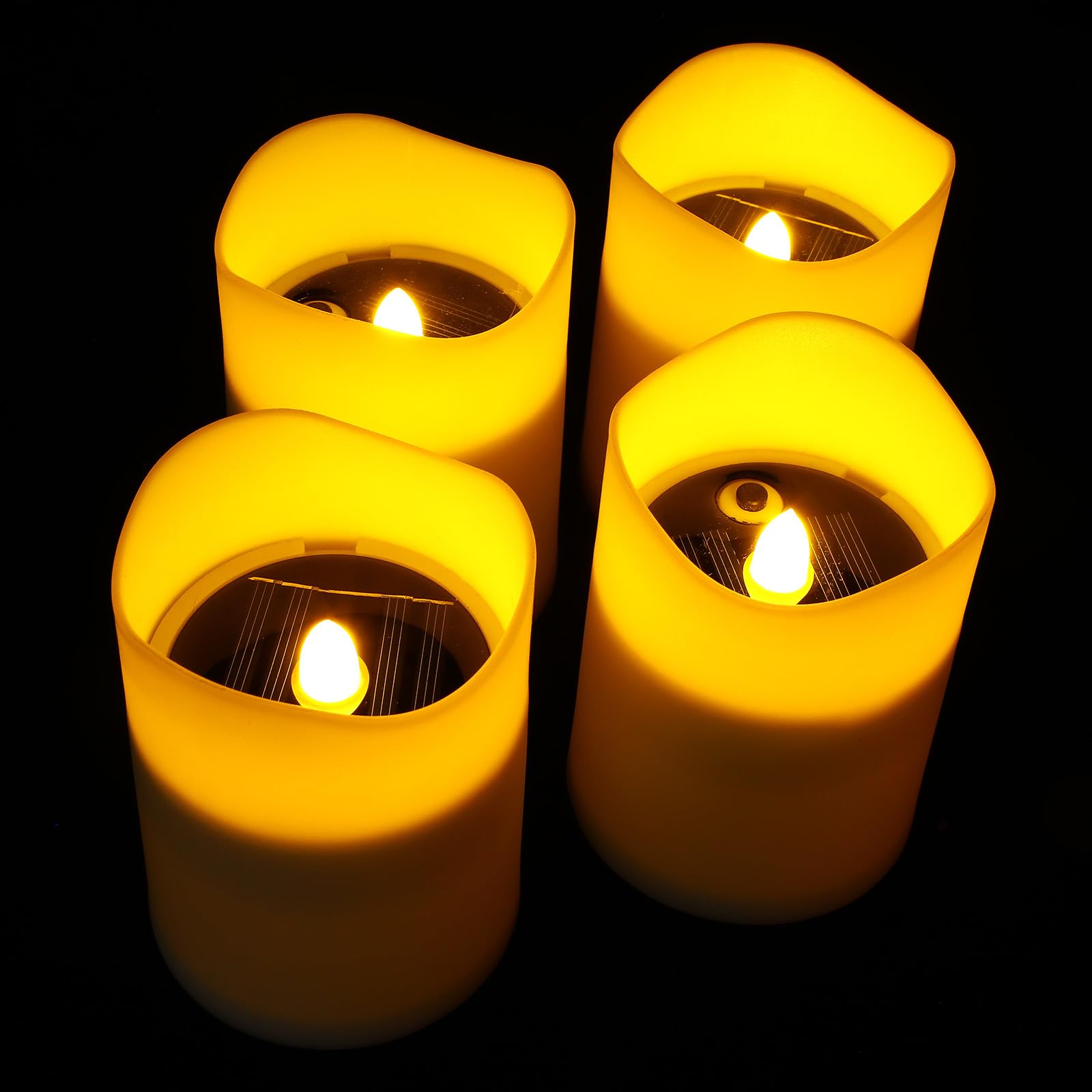 Lampada Candela Solare LED senza Fiamma 4 Pezzi Bianca