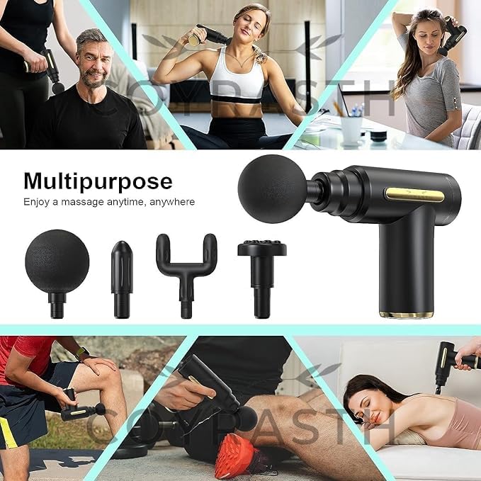 Portable massage guns for pain relief, unisex deep tissue massage gun, muscle relaxing body massage machine, 6 speed with 4 heads Portable massage guns for pain relief, unisex deep tissue massage gun, muscle relaxing body massage machine, 6 speed with 4 heads
