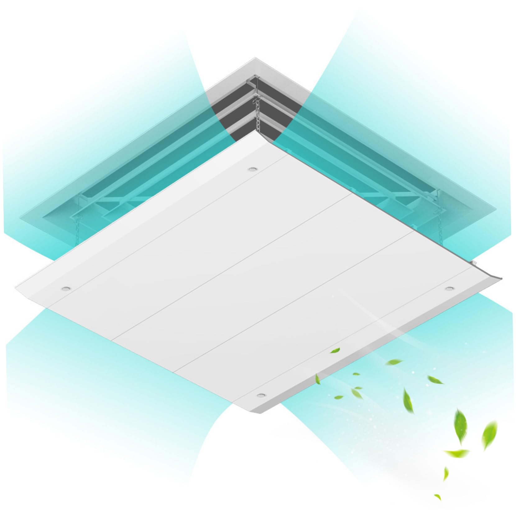 Air Conditioner Deflector for Ceiling Square Adjustable Height Ac Vent Deflector Hanging Anti-Condensation Washable Chain-Fixed Ceiling Air Vent (12x12 In)