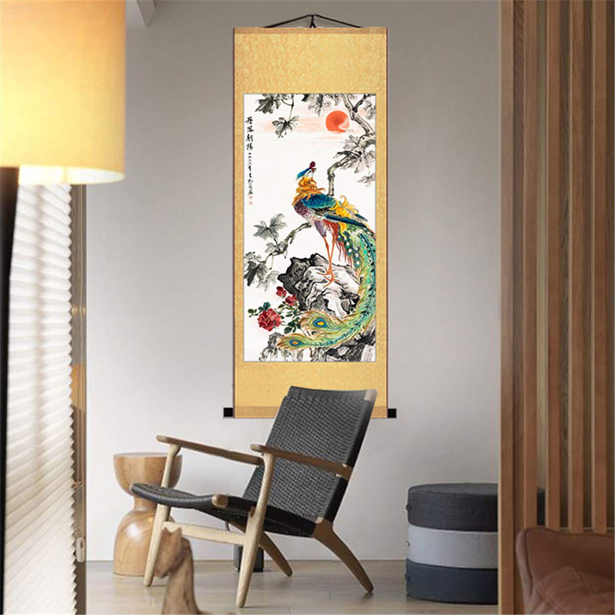 UXOWOXU Feng Shui Wandbild – Seidenrolle Mit Karpfen-Motiv, 30,5 X 78,7 Cm, Inkl. Aufhänger