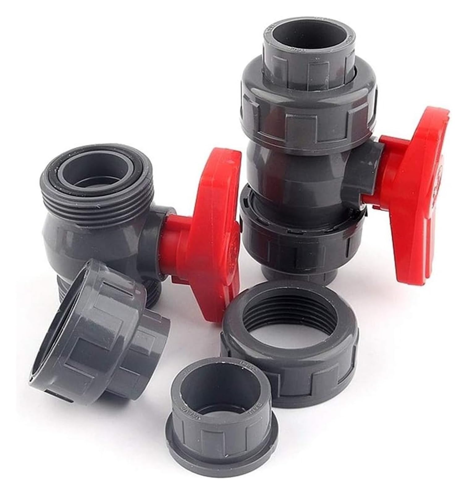 Zawór kulowy z gniazdem rurowym z PVC Zawór kulowy z podwójnym złączem PVC 20-50 mm do akwarium i nawadniania(Black,40mm)