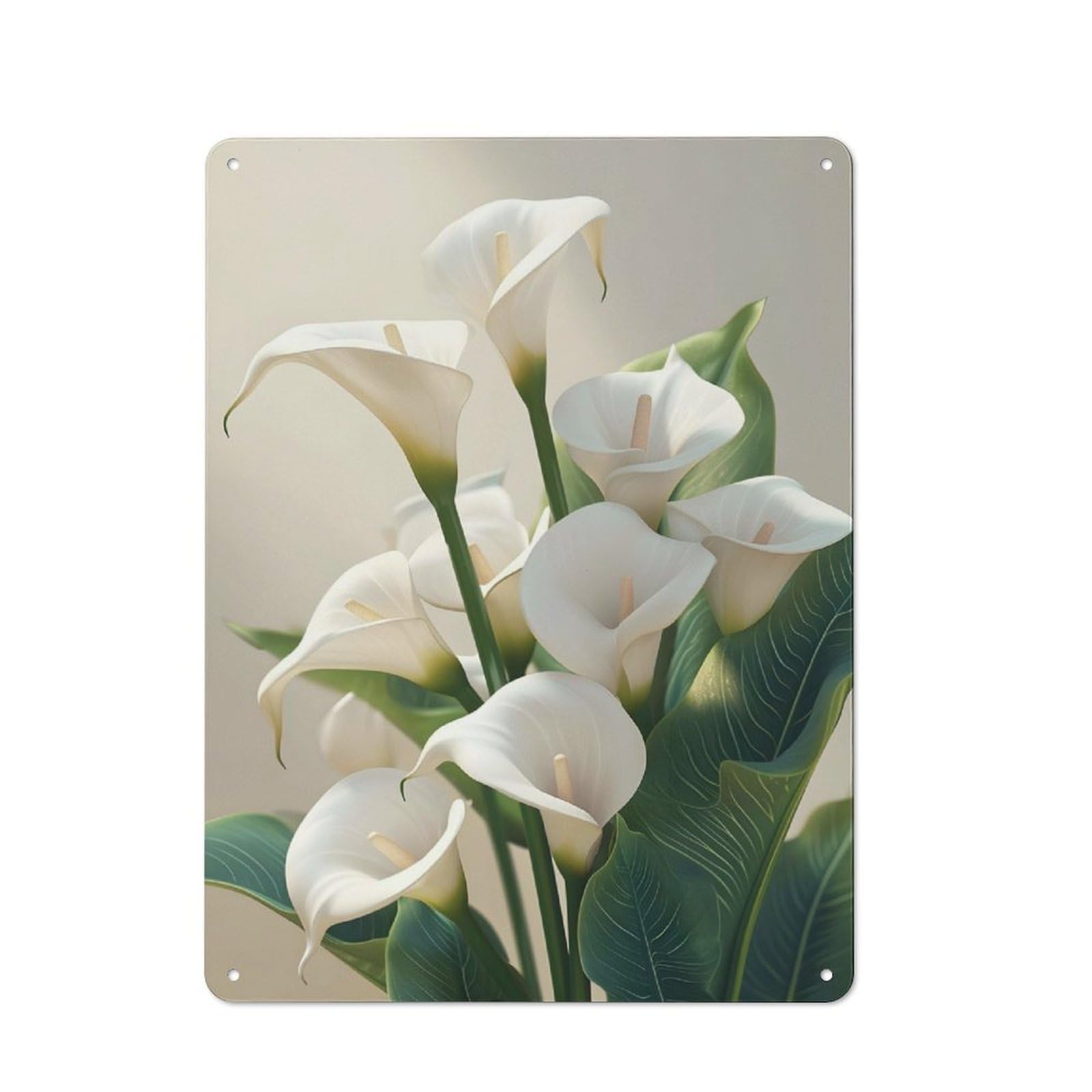 Junmoney Calla Lily Flowers Printed Metal Sign 40X30cm For Pub Or Café, With Clear Industrial Wall Decor Character