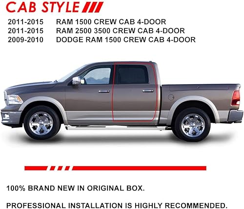 Miniatura 6 de DNA MOTORING STEPB-ZTL-8243-SS - Estribos de acero inoxidable de 5 pulgadas de ancho compatibles con Ram 1500 Crew Cab 11-18 de 4 puertas,