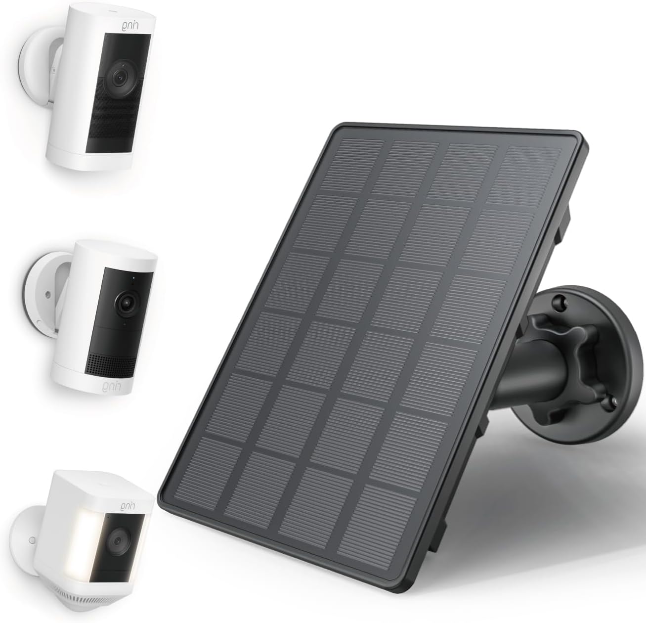 EcoShield Solar Panel Battery for Ring Outdoor Camera — UPPEROSEY 4W Solar Powered Outdoor Charger with 4400 mAh Battery for Home Security Driveway, IP66, Included USB-C & Barrel Plug, Black