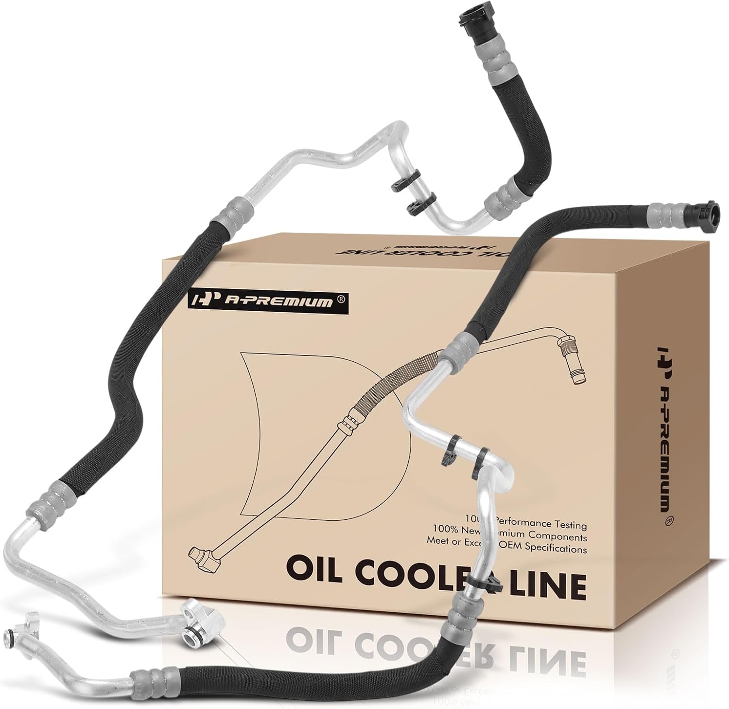 A-Premium Inlet & Outlet Engine Oil Cooler Line Hose Assembly Compatible with BMW 550i 2011-2016, 550i GT 2010-2015, 750i 2011-2015, 750Li 2011-2012, 750Li, 650i, 650i Gran Coupe, Alpina B7 B7L