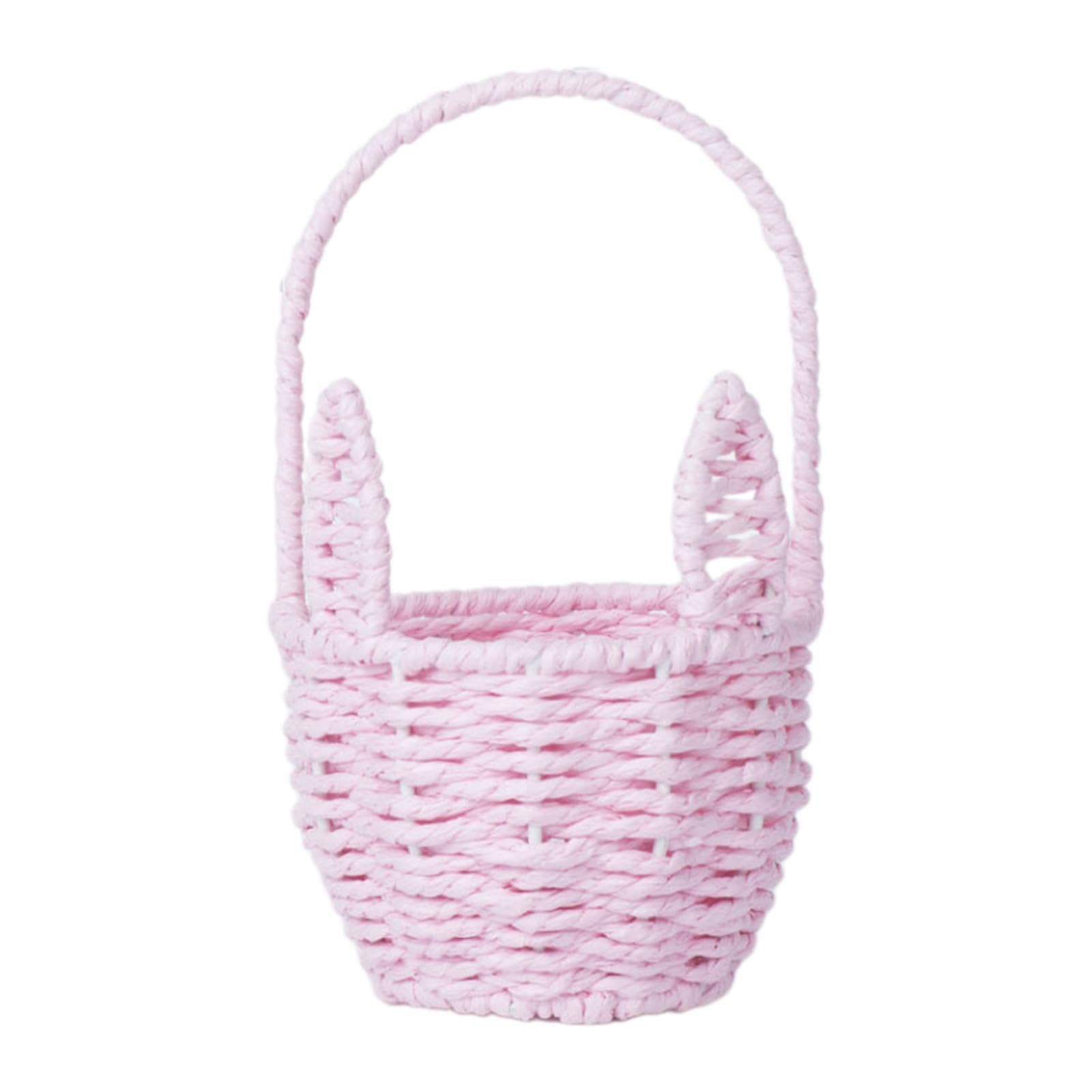 PIXZCSA Easter Basket Picnic Basket For Garden Party Decor Must-Have For Easter Celebration Flower For Egg Hunted, Pink, 21x12.5x8.5 cm