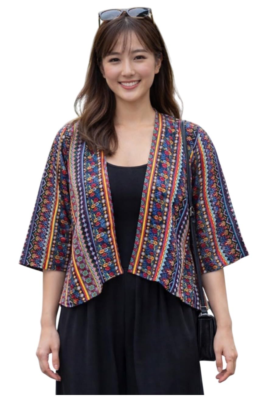 Women Floral Print Viscose Rayon Multi Shrug-image-10