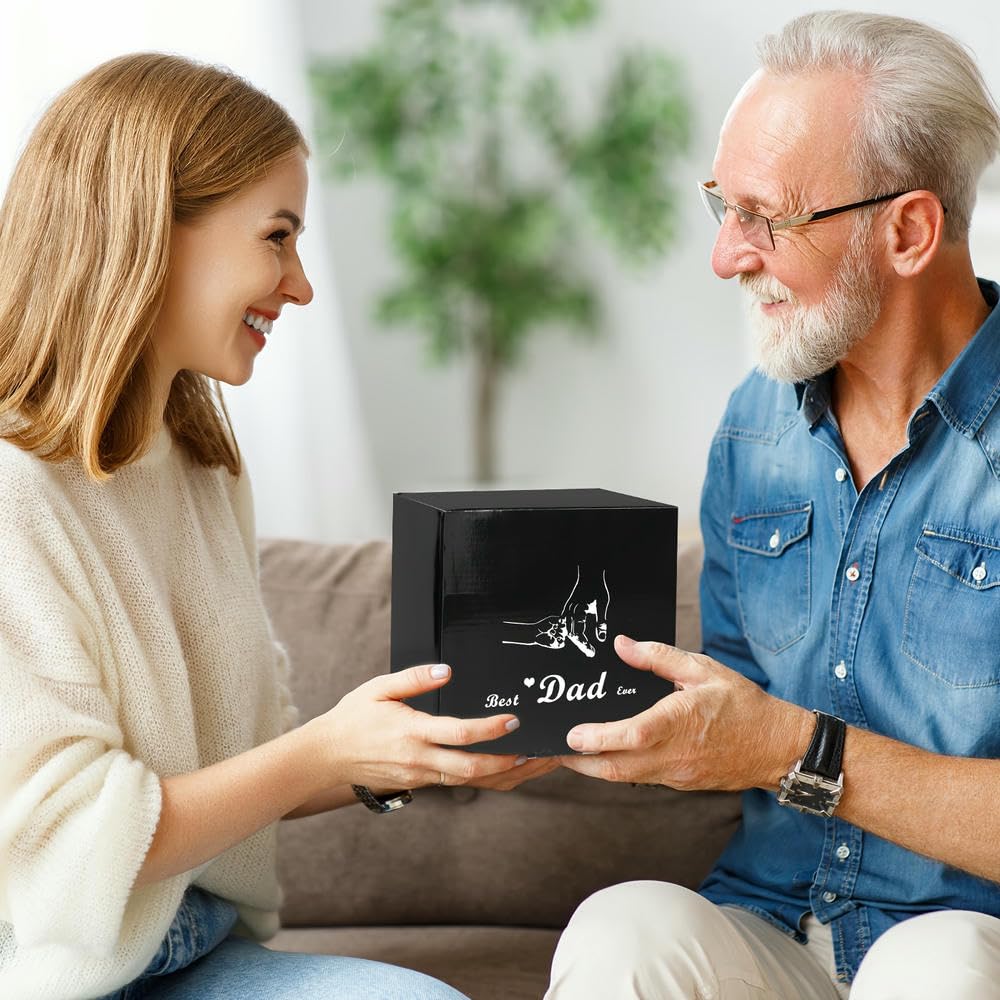 NYSDM "Best Dad" ceramiczna popielniczka z pokrywką, bezdymna, bezwonna, wiatroszczelna, teksturowana, czarne wykończenie, do użytku wewnątrz i na zewnątrz