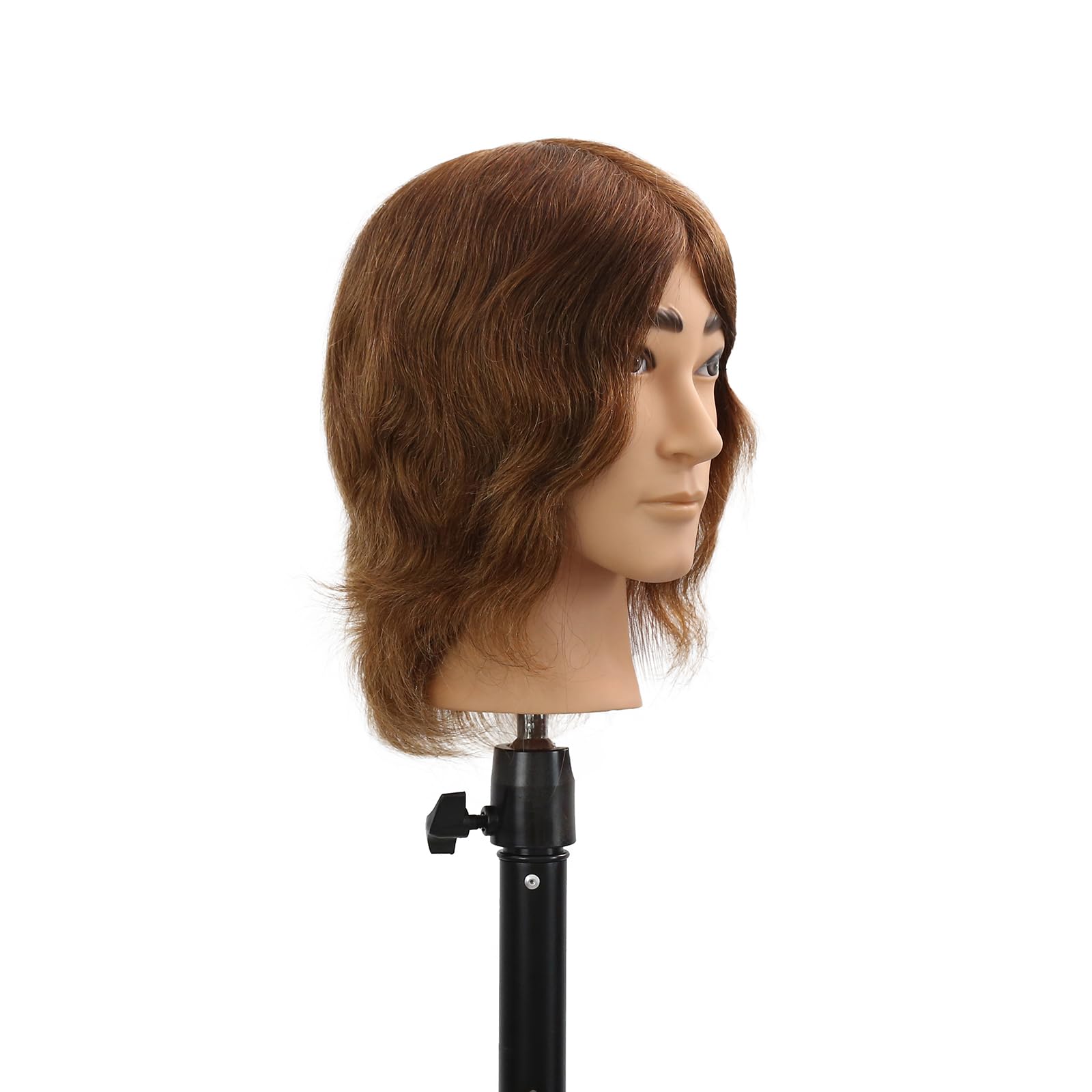 Stancia Friseur Mannequin Kopf männlich, Mannequinkopf Menschenhaar zum Üben von Haarschnitt, Kosmetologie Mannequinkopf mit 100% Echthaar