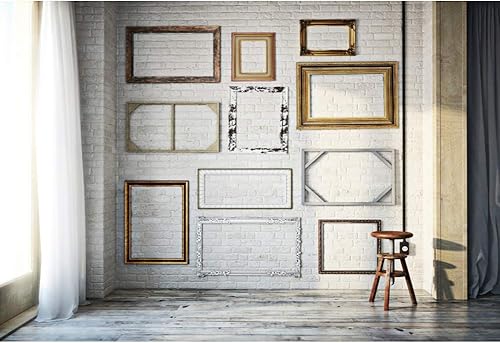 Miniatura 1 de Leyiyi Fondo de fotografía de 10 x 8 pies, telón de fondo interior de habitación moderno, pared de ladrillo, ventana de pared de ladrillo, luz