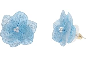 Handmade Blue Floral Hydrangea Resin Stud Earrings