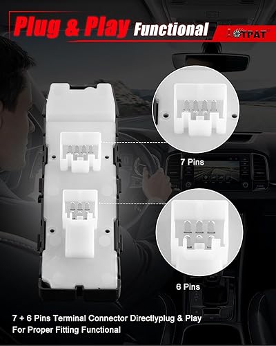 Miniatura 4 de AOTPAT Interruptor de ventana eléctrica para Dodge Caliber para Jeep Compass Driver Master Interruptor de ventana lateral para Jeep Patriot 2007