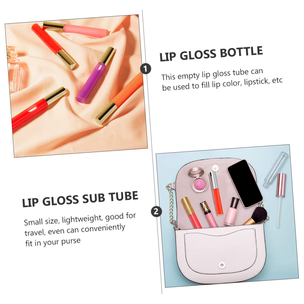 Tubo Lucidalabbra 10ml Abs 30 Pezzi, Flacone Ricaricabile | Viaggio e Diy, Leggero e Facile da Usare, Formato Compatto per Boccette