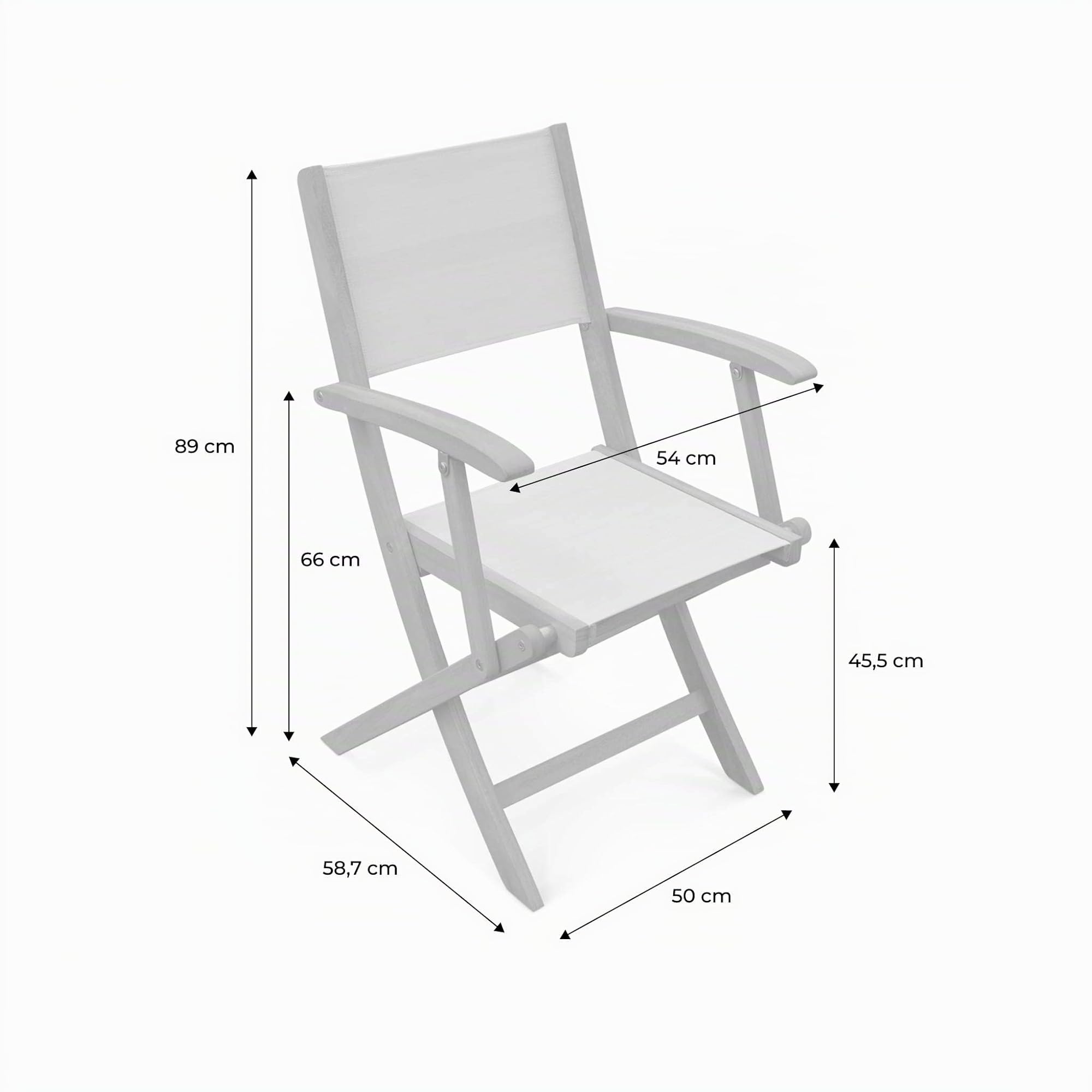 Alice's Garden - Fauteuils de Jardin en Bois et textilène - Almeria Blanc - 2 fauteuils pliants en Bois d'Eucalyptus huilé et textilène