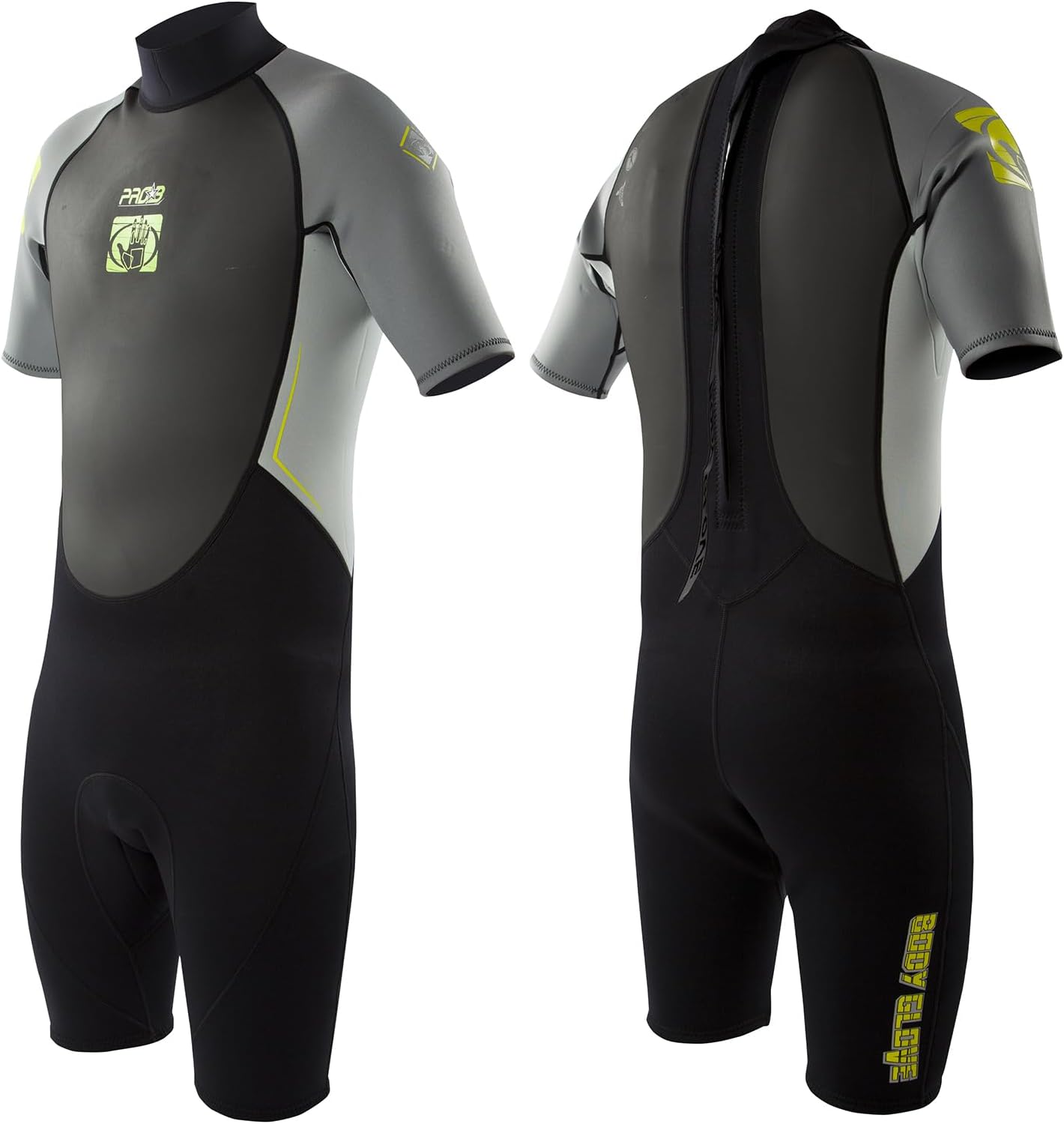 Body Glove Pro3 Men's Shorty Wetsuit, Back-Zip 2/1mm Short Sleeve Neoprene Diving Suit, Lightweight Springsuit for Bodyboarding Surfing Swimming Snorkeling Scuba Diving - M/L