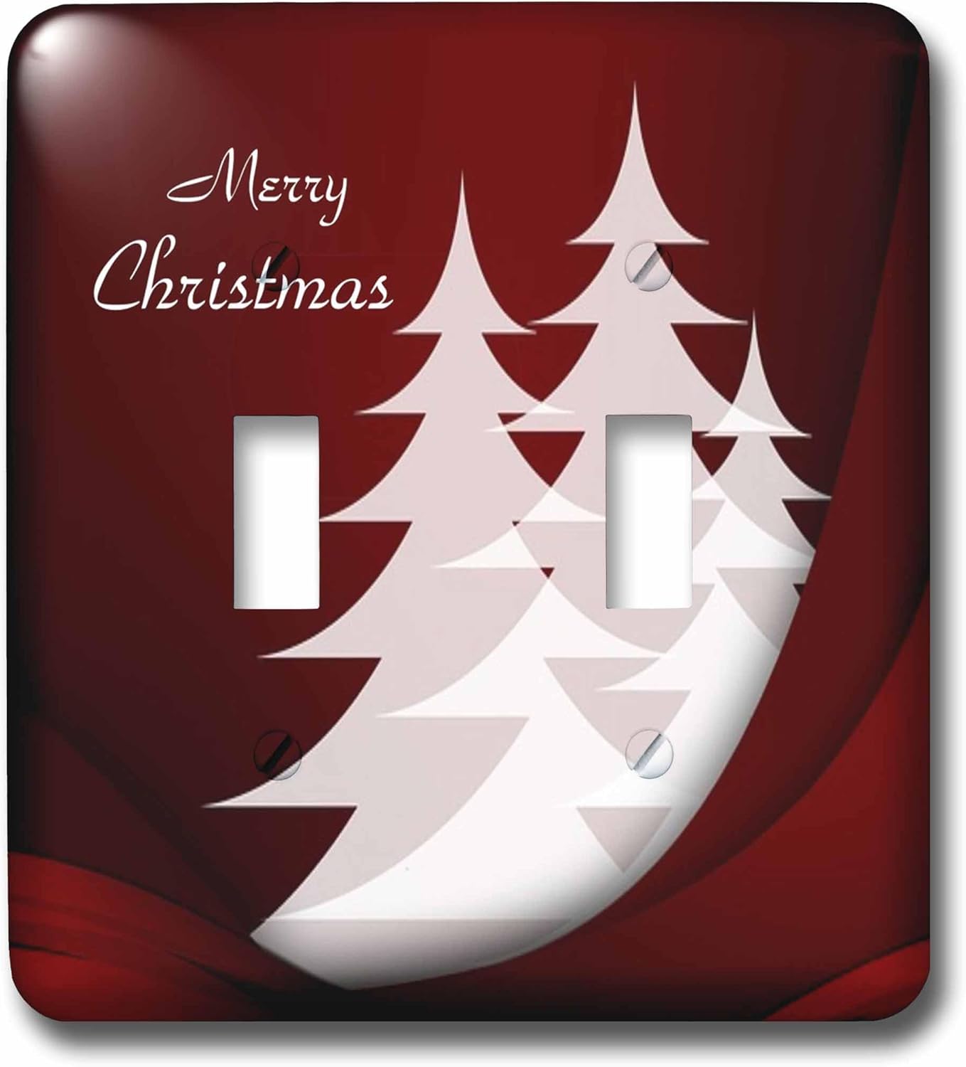 3dRose Image of Elegant White Christmas Trees On Red double toggle switch