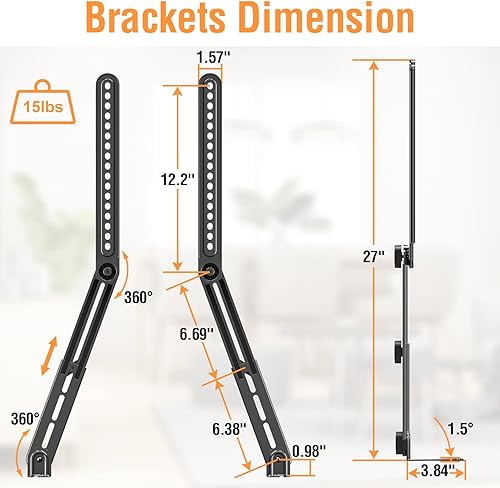 Miniatura 6 de ELIVED Soporte para barra de sonido, soporte de TV para barra de sonido, para montaje encima o debajo de TV, se adapta a la mayoría de barras de