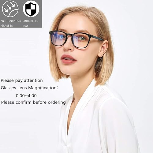 Miniatura 3 de Henotin Paquete de 3 lentes de lectura con bloqueo de luz azul, lectores de computadora con bisagra de resorte para hombres y mujeres, anteojos con