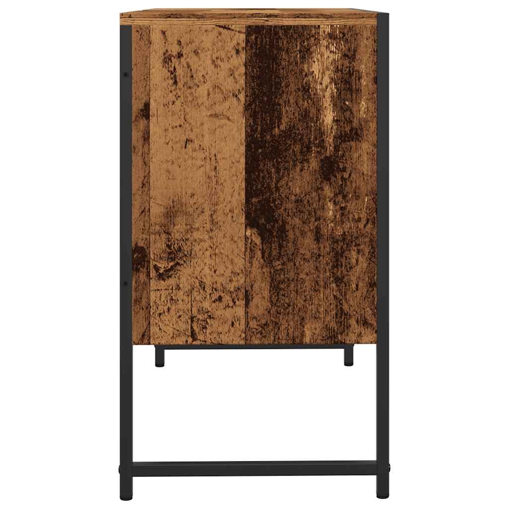 Szafka pod umywalkę, wygląd starego drewna, 80 x 33 x 60 cm, materiał drewnopochodny z otworem na syfon, stal malowana proszkowo, miejsce do przechowywania szafki na umywalkę w łazience