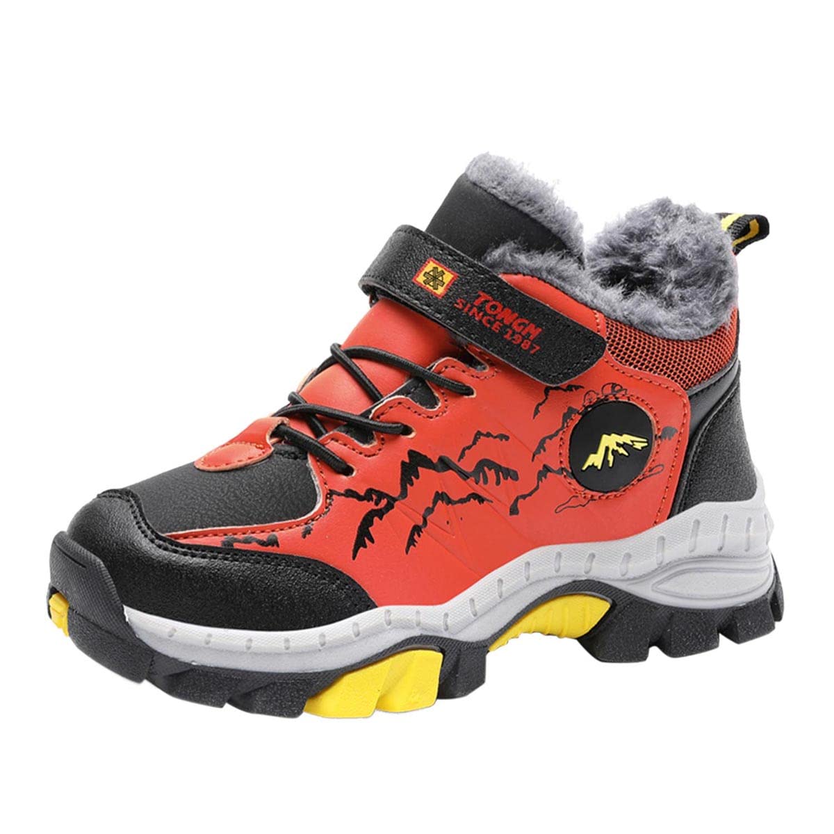 YUKTOPA Buty zimowe dla dzieci, chłopców, buty trekkingowe, z ciepłą podszewką, antypoślizgowe, EU30-40
