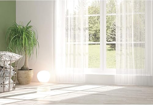 Haoyiyi Telón de fondo de ventana de 5 x 4 pies para interiores, banda francesa, habitación sencilla, cortina de tul blanco traslúcido, pared,