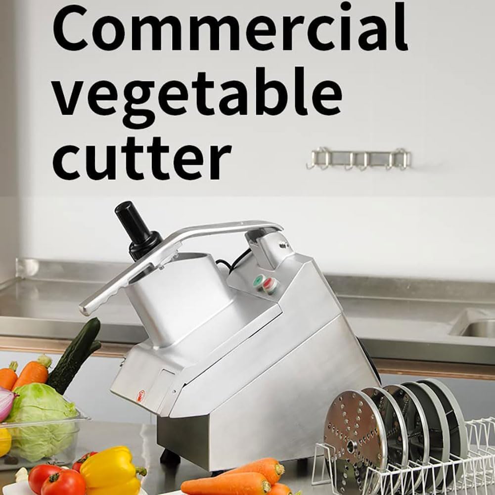 Cortadora de Verduras y procesadora de Alimentos automática Multifuncional Comercial, picadora de Verduras, picadora eléctrica de Verduras, con 6 Cuchillas desmontab,