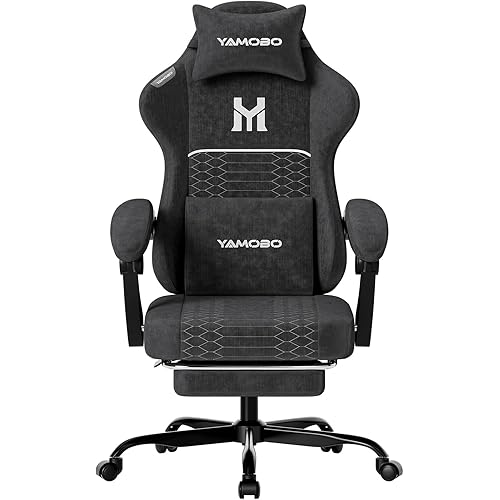 Gaming Chair with Footrest, Ergonomic Video Game Chair with Adjustable Lumbar and Headrest Massage Support, High Back Recliner Comfortable for Office, Game and Study, Black