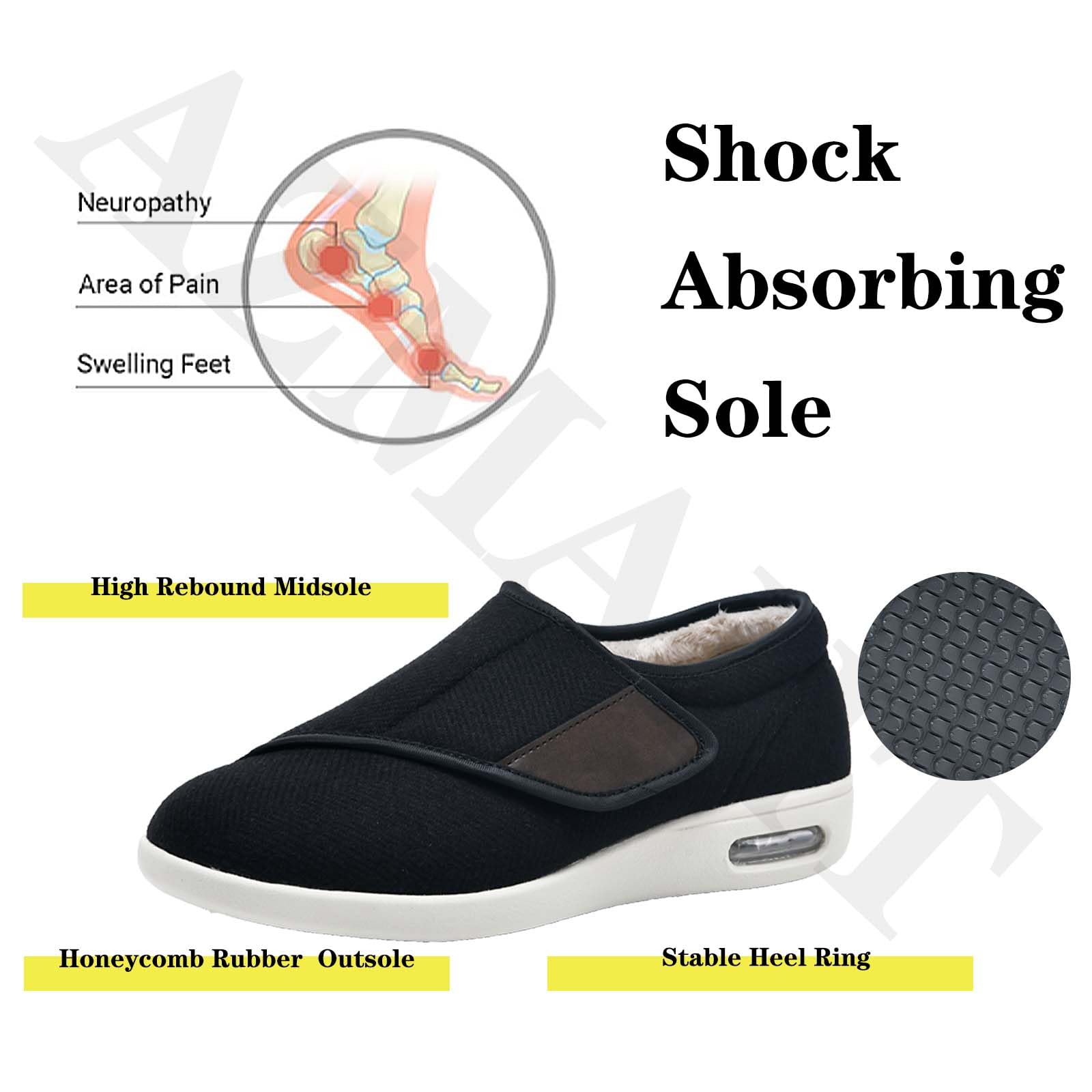 Zapatos Antideslizantes para Caminar para Ancianos Suela de Goma Muy Flexible Ideal para Diabéticos para Hombre Diabetico Zapato Deportivo Casual Zapatos de Caminar,Gris,37.5 EU