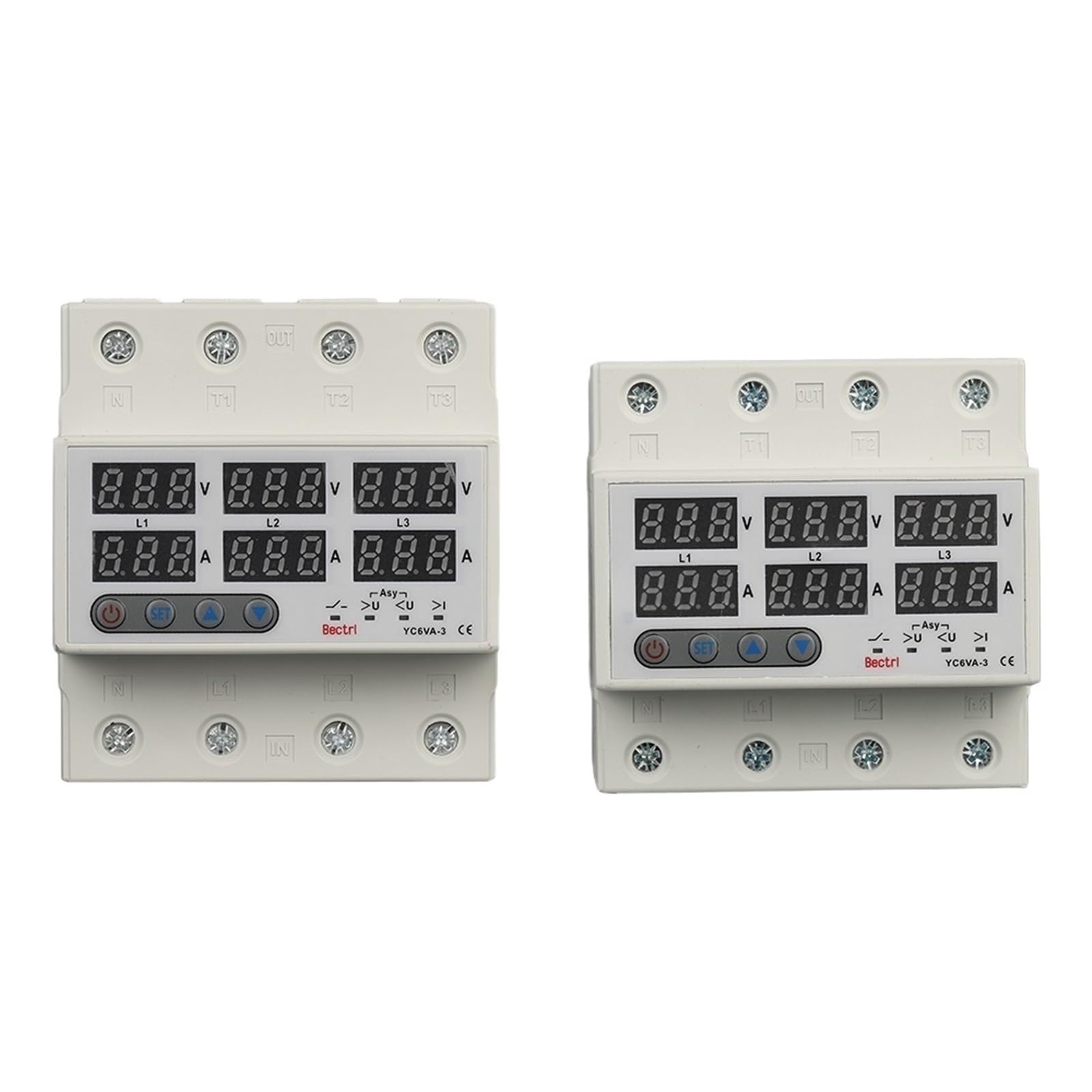 GVBAEPIEO 3 Phase 3P+N Din Rail Voltmeter Ammeter Adjustable Over and Under Voltage Current Limit Protection Monitor Relays Protector(100A without N 380V)