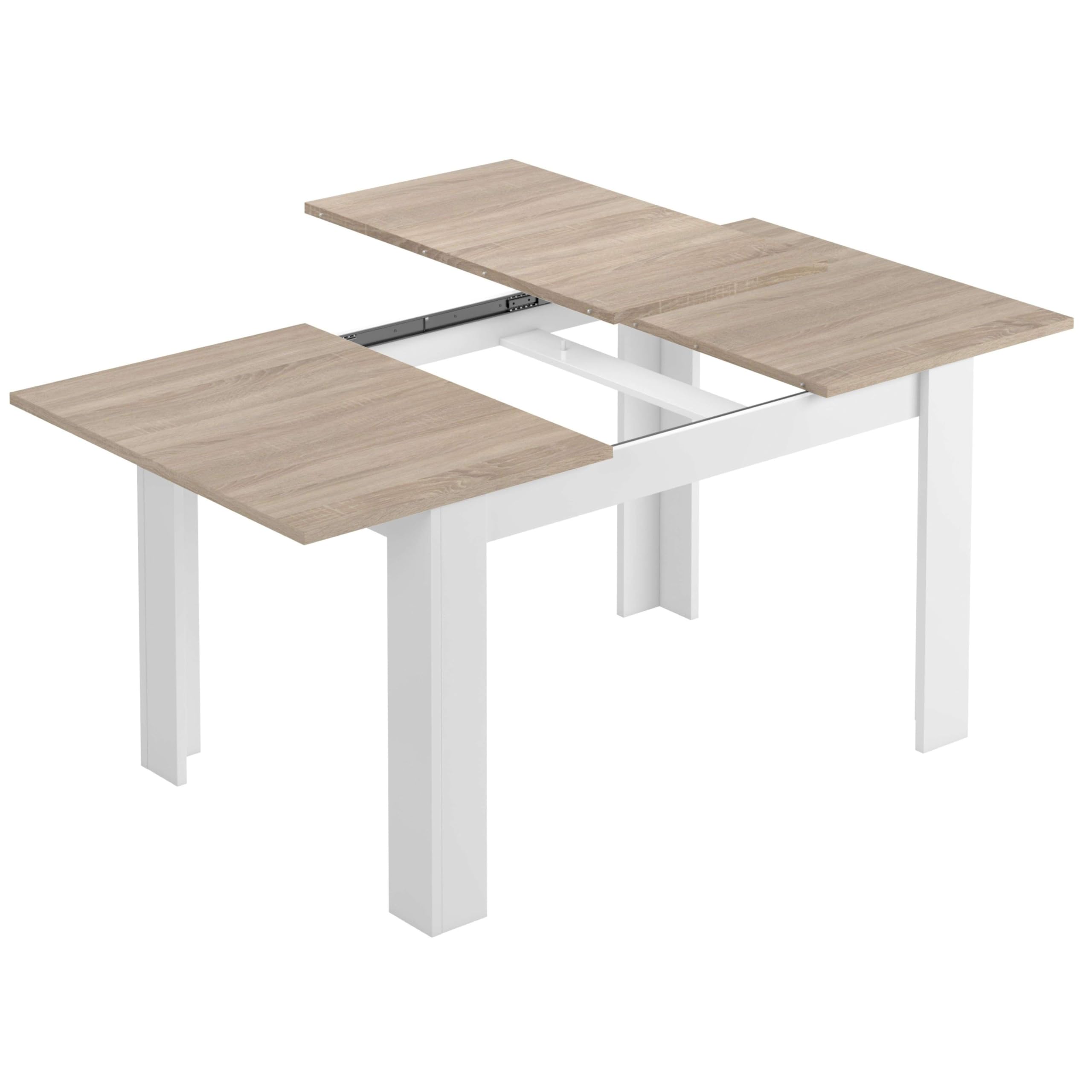Miroytengo Mesa Extensible de Salón Comedor Kendra Color Blanco Artik y Roble Canadian 140x90 cm