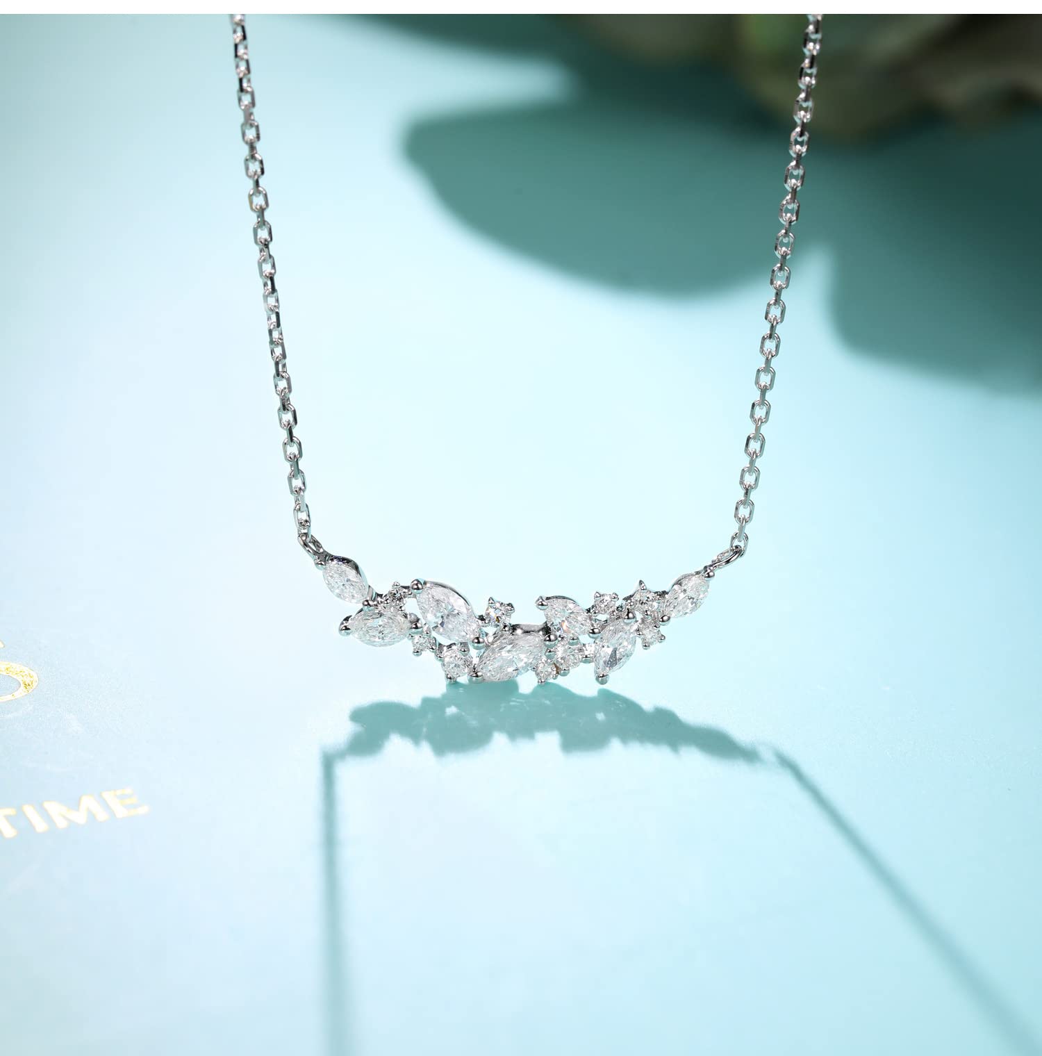 Collana in Argento con Ciondolo con Diamante Piccolo da 1 carato, Regalo di Gioielli con Catena Femminile in Lucido con clavicola